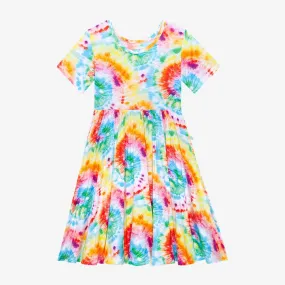 Posh Peanut Short Sleeve Twirl Dress - Totally Tie Dye