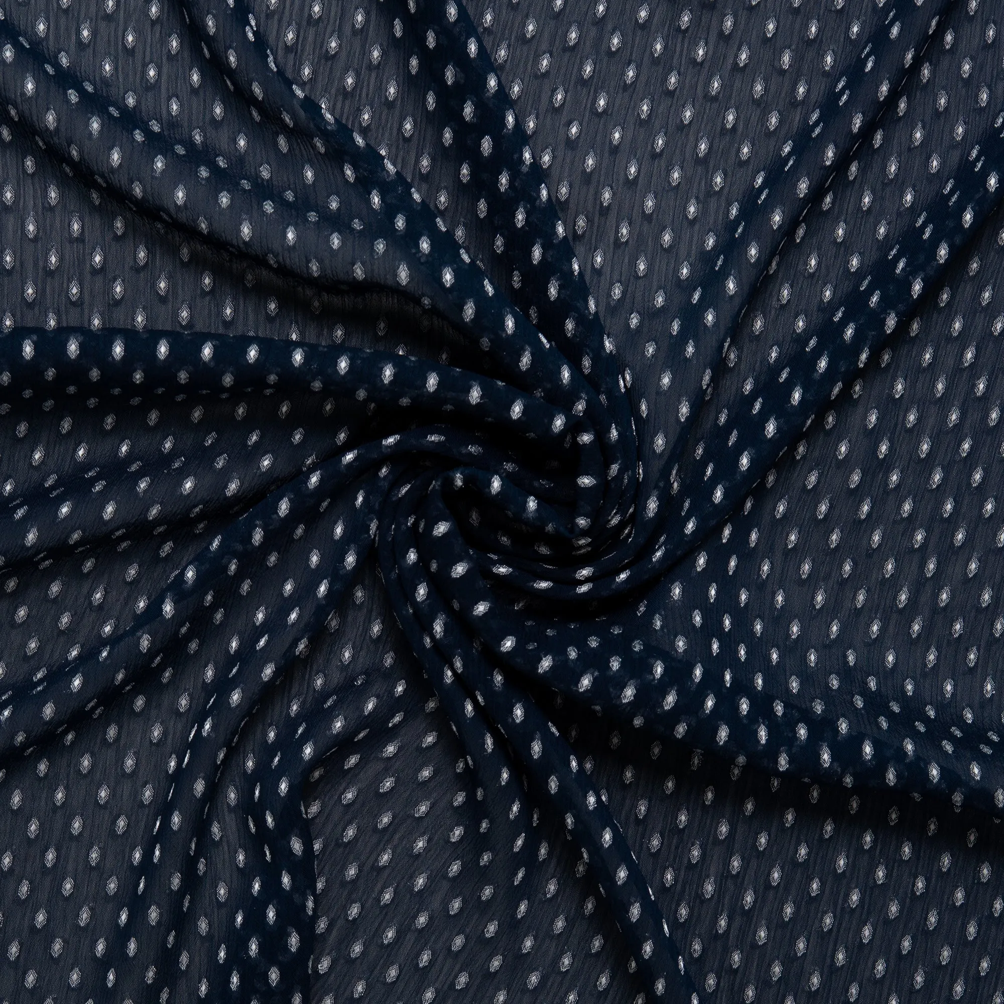 Printed polyester - OLIVIA - Drops - Navy