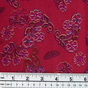 Printed Rayon/Linen Fabric, Clover Flowers- Width 143cm