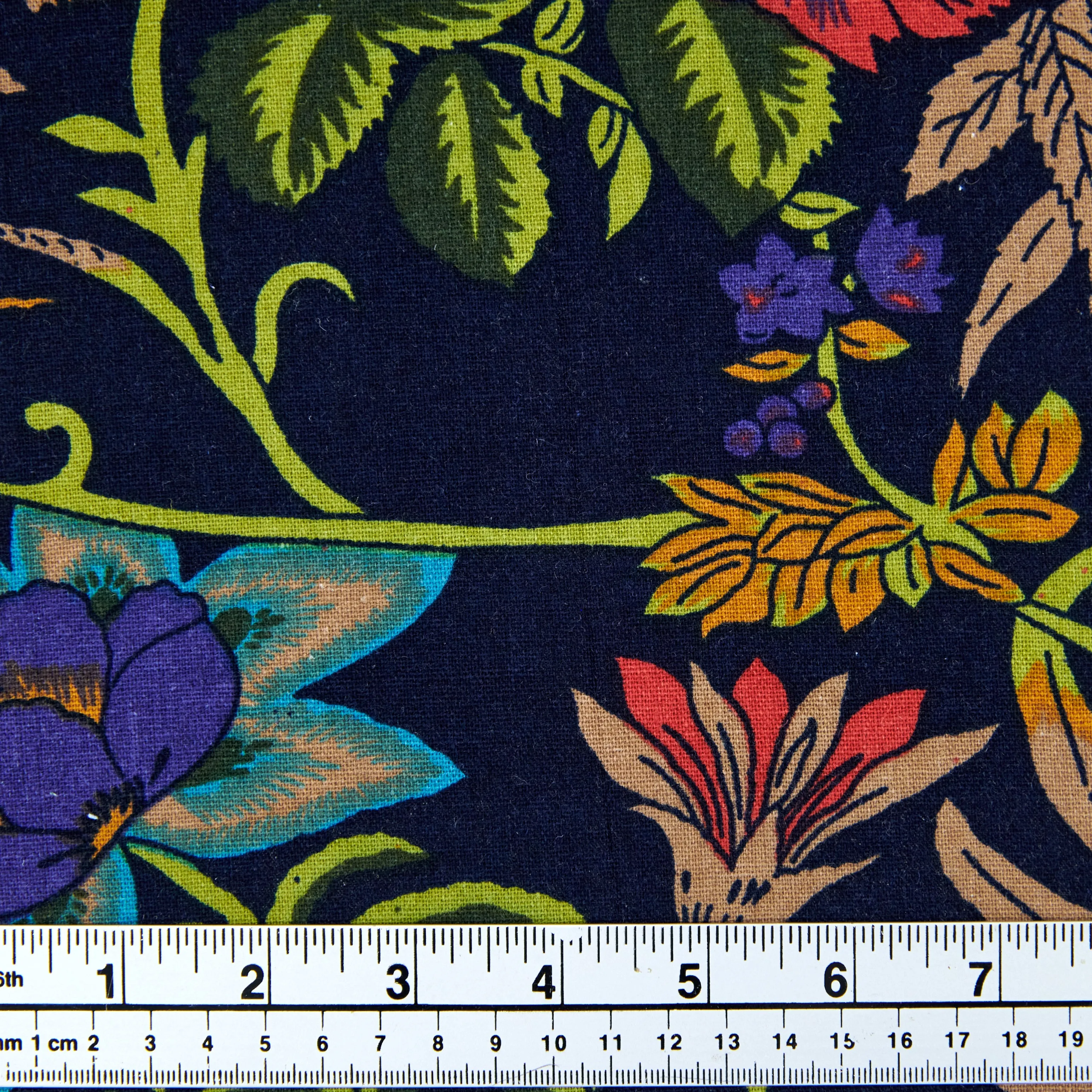 Printed Rayon/Linen Fabric, Multi Floral - Width 143cm