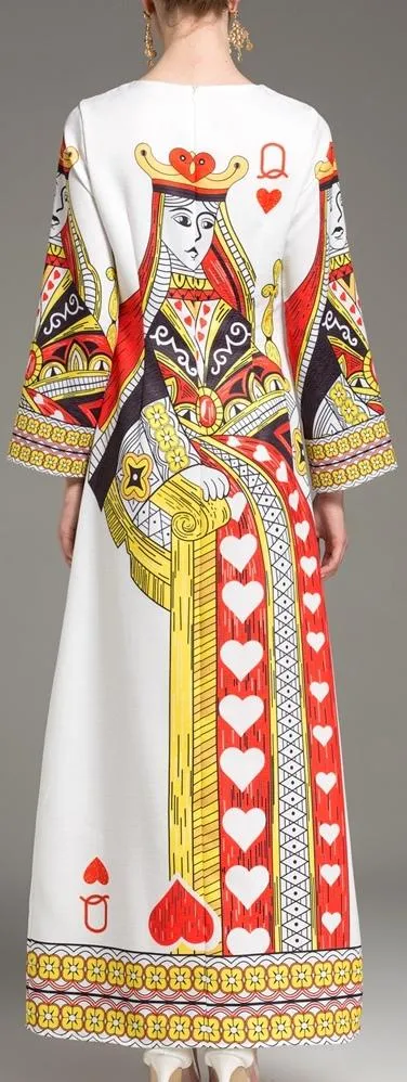 'Queen of Hearts' Print Long Dress