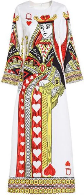 'Queen of Hearts' Print Long Dress