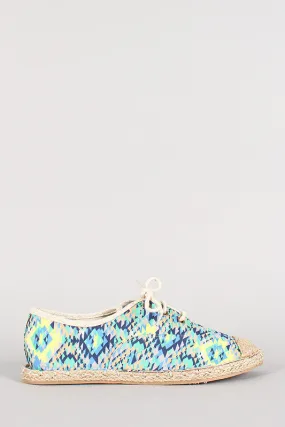 Qupid Tribal Lace Up Espadrille Flat