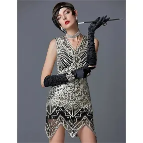 Retro 20s 1920s Flapper Dress Set! Sequined Tassel Fringe Dress