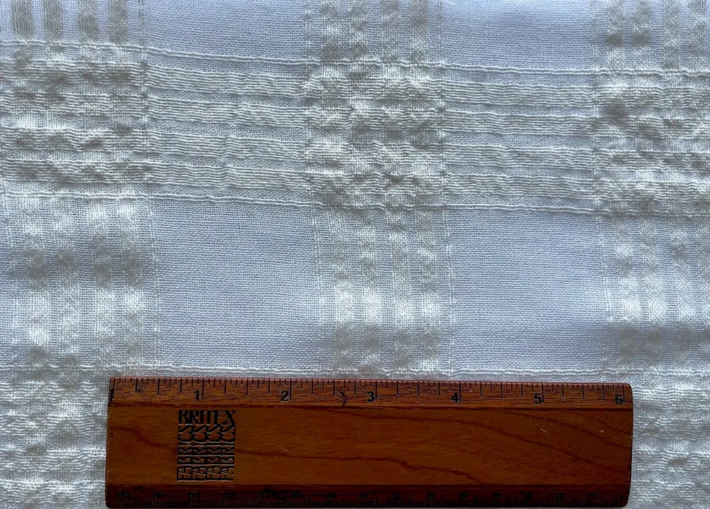 Semi-Sheer Ivory Chiffon Woven Plaid Cotton Gauze (Made in Italy)