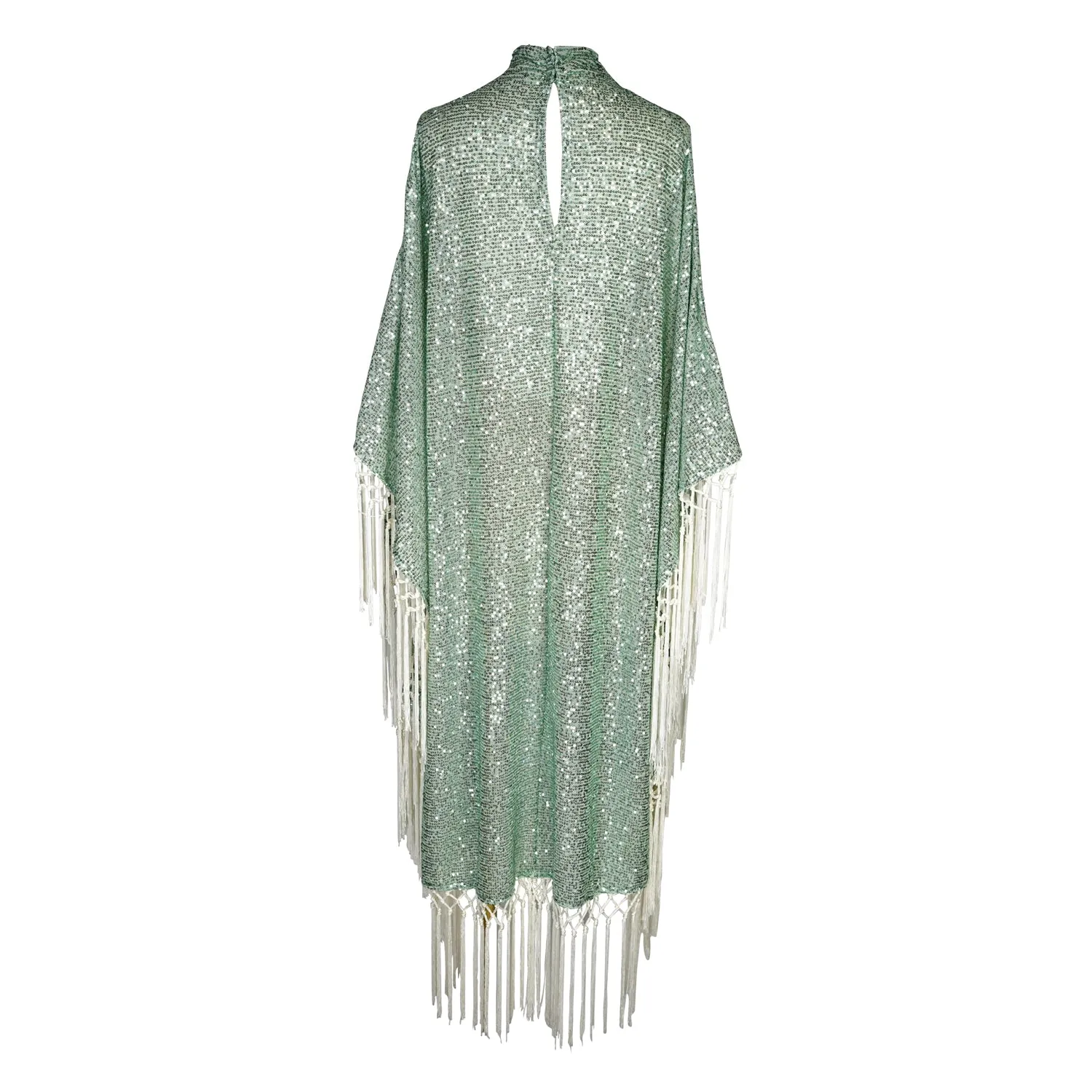 Serenade Sequin Mock Neck Caftan Kaftan Dress with Slip