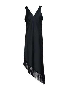 Silky Satin Fringe V Neck Dress