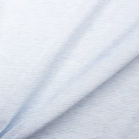 Soft Blue Striped White Pure Linen