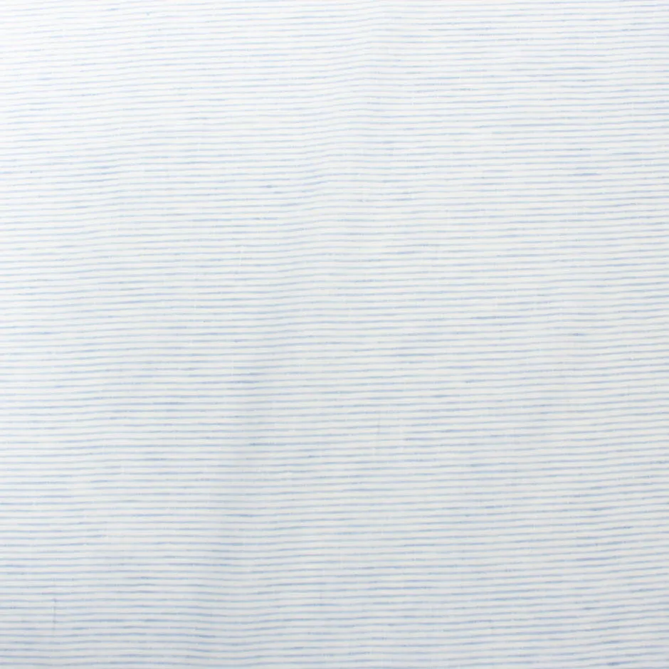 Soft Blue Striped White Pure Linen