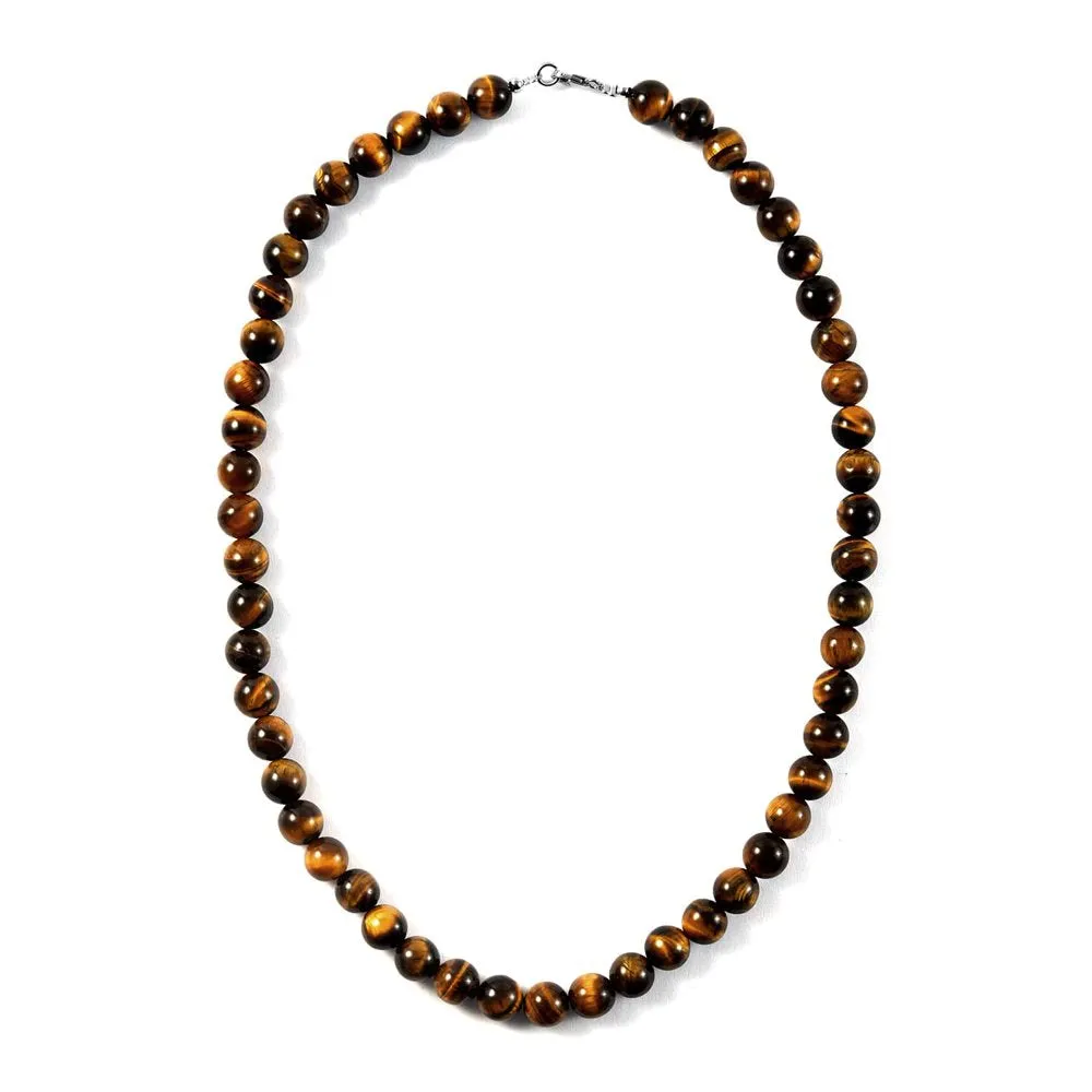 Sterling Silver Tiger Eye Beaded Necklace for Women Crystal Jewelry 18" Ct 185 Birthday Mothers Day Gifts for Mom