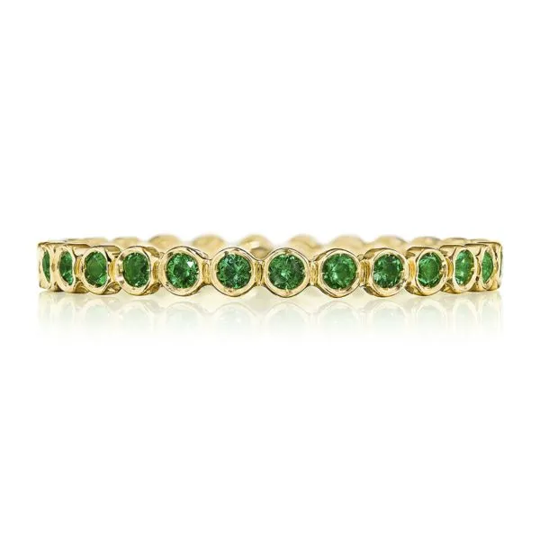 Tacori Sculpted Crescent 18K Yellow Gold Emerald 3/4 Way Women's Wedding Band 200-234EMY