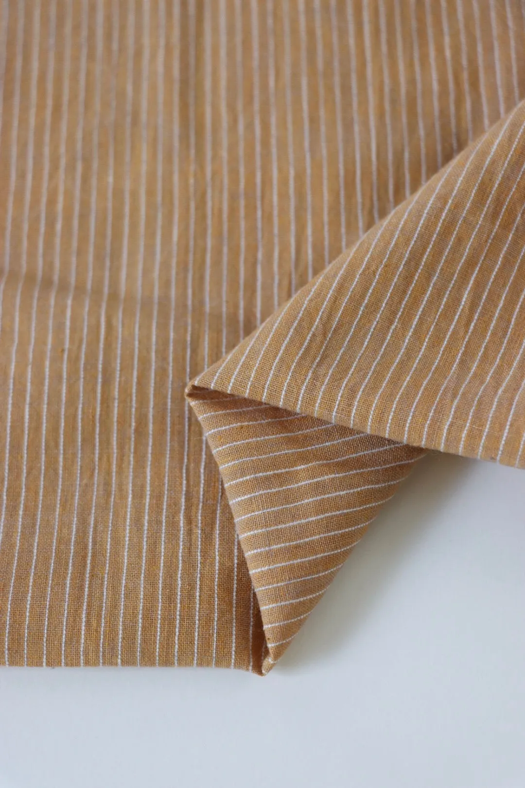 Tan & Ivory Vertical Pinstripe Handwoven Lightweight Cotton