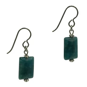 Teal Apatite Dangle Earrings for Sensitive Ears