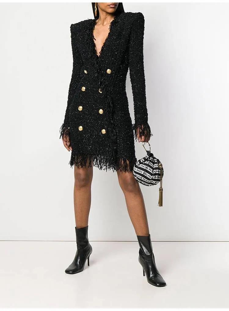 Tweed Fringed Tassel Dress