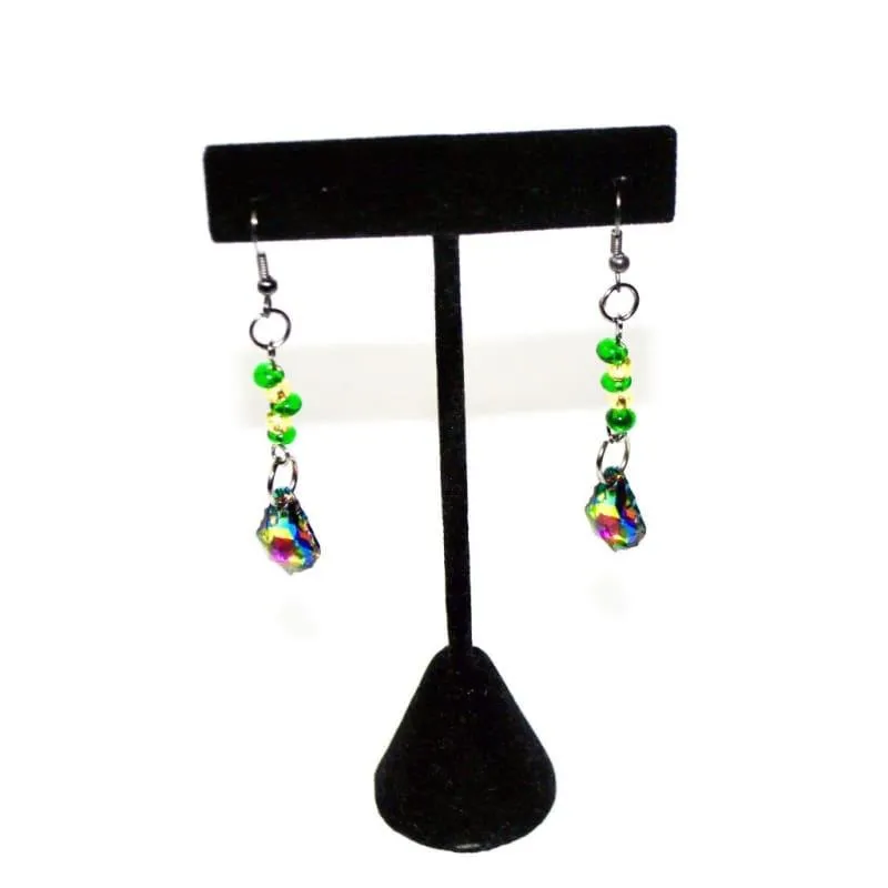 Unique And Elegant Green Swarovski Crystal Women's Dangle Earrings