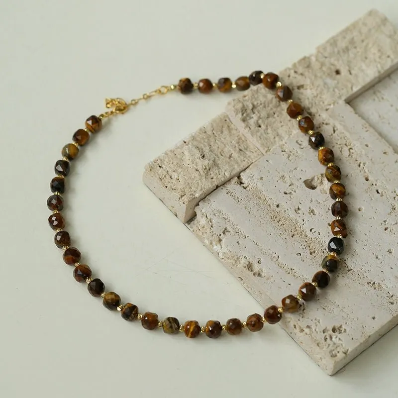 Vintage Earth Tone Gemstone Beaded Necklace