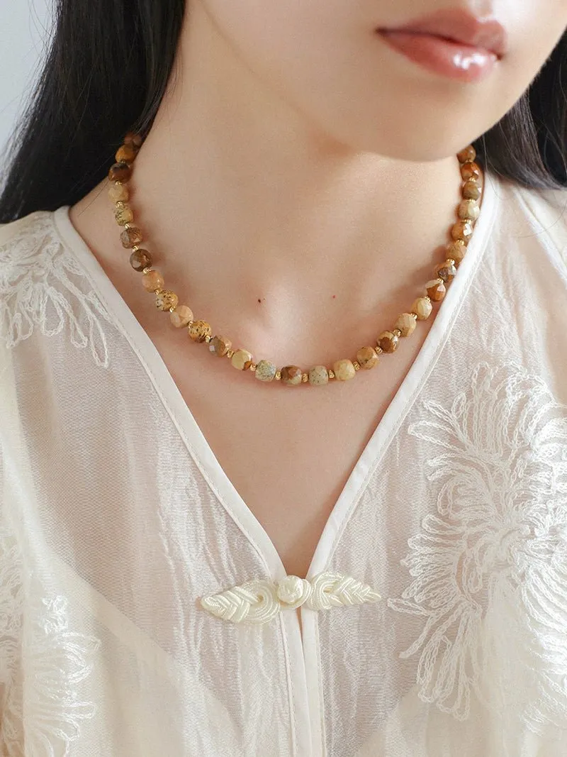 Vintage Earth Tone Gemstone Beaded Necklace