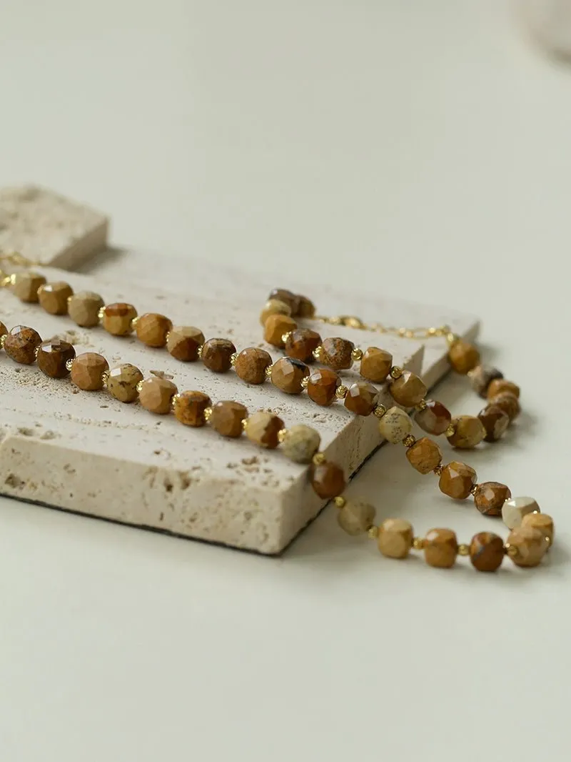 Vintage Earth Tone Gemstone Beaded Necklace