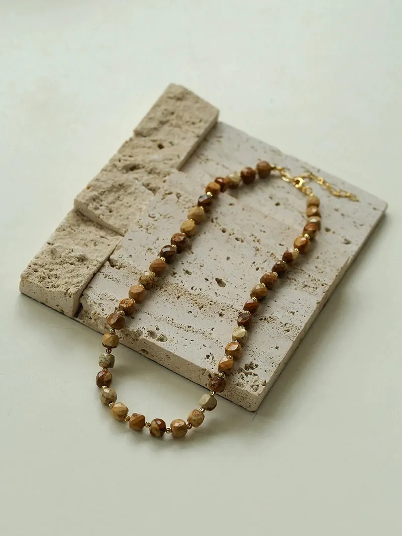 Vintage Earth Tone Gemstone Beaded Necklace