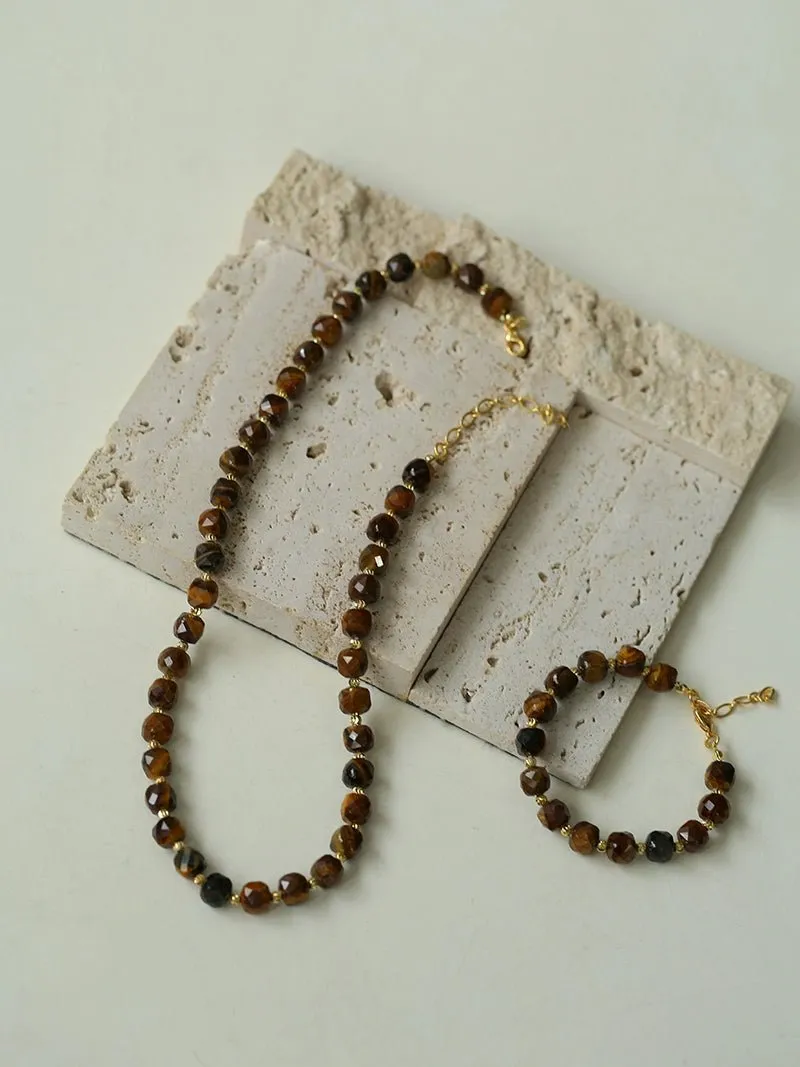 Vintage Earth Tone Gemstone Beaded Necklace