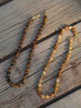 Vintage Earth Tone Gemstone Beaded Necklace