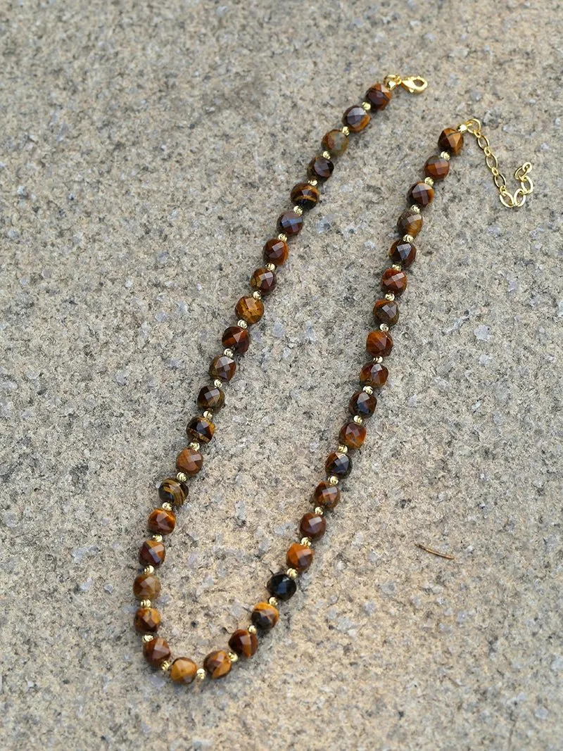 Vintage Earth Tone Gemstone Beaded Necklace