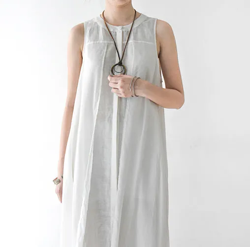 White casual summer Women Dresses Sleeveless Irregular long women dresses AMT962310