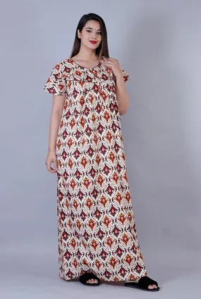 Women's Premium Cotton Block Printed Night Gown