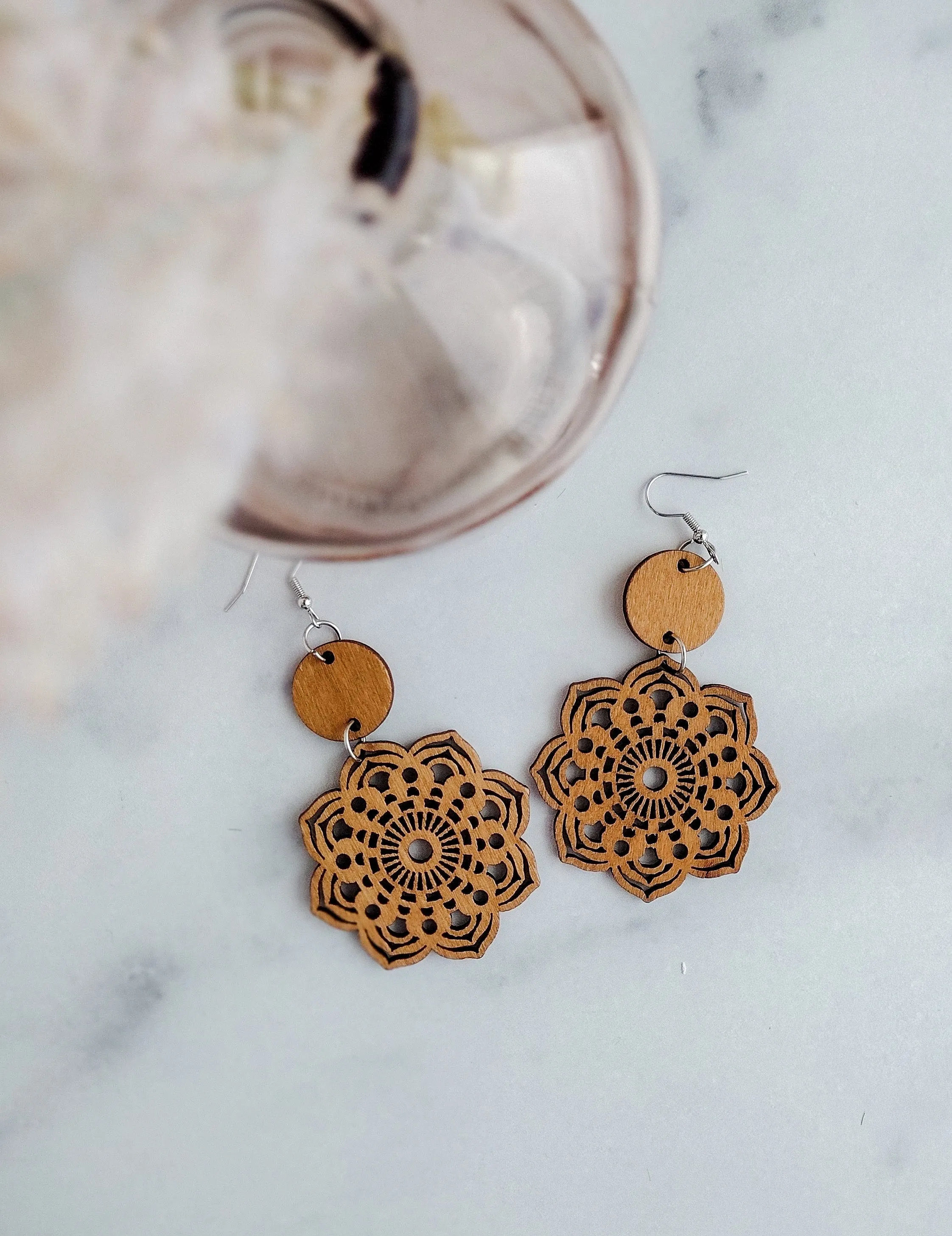 Wood Mandala Earrings